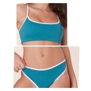 Andie x Mindy Summer Camp Bikini  Top Blue Tahiti L Large Beach Swim Swimsuit